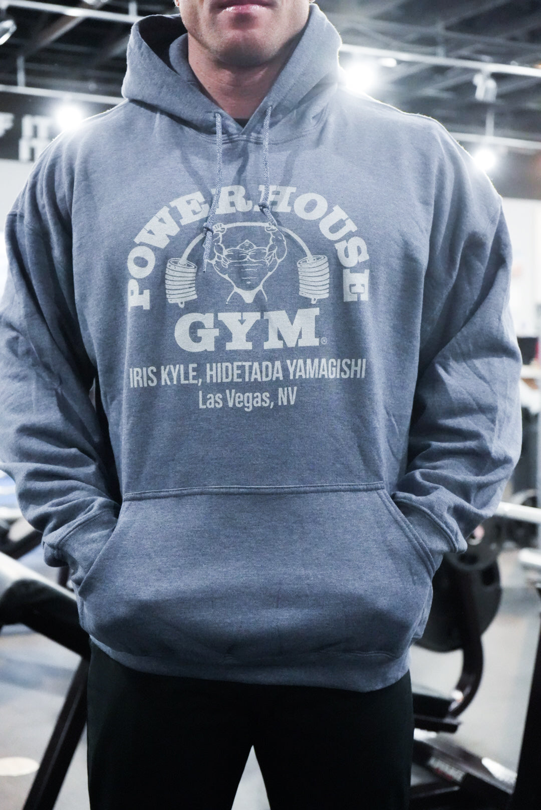 POWER HOUSE GYM グレー パーカー PHG Hoodie – Powerhouse Gym Iris Kyle, Hidetada Yamagishi, Las